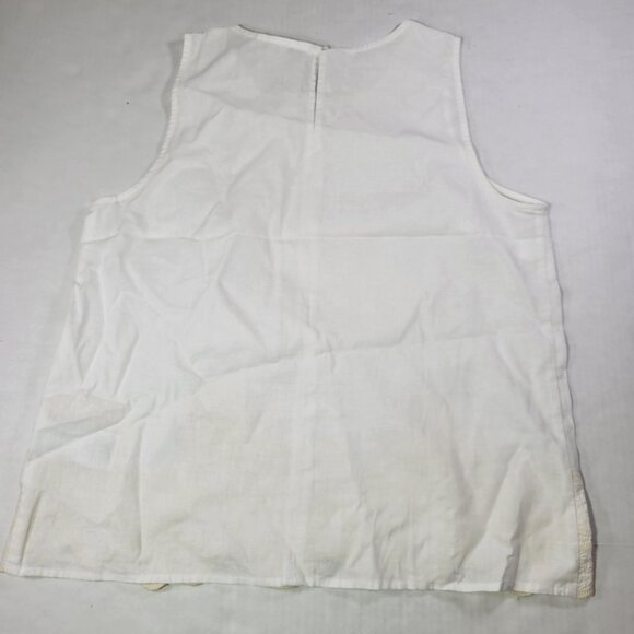 J. Crew Women White Linen Blend Sleeveless Top With Floral Lace Hem Size XS - Picture 7 of 7